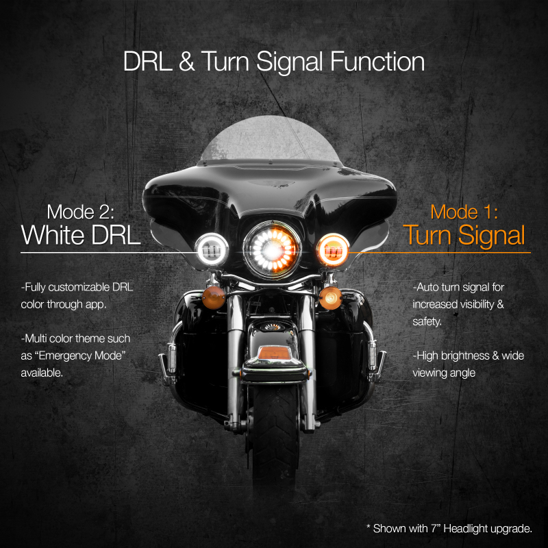 XK Glow 4.5In Chrome RGB LED Harley Running Light XKchrome Bluetooth App Controlled Kit - XK042011-W