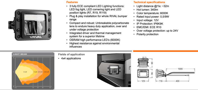 Rival Premium 3-Function LED Lights (Set of 2) - 2D.0081.1