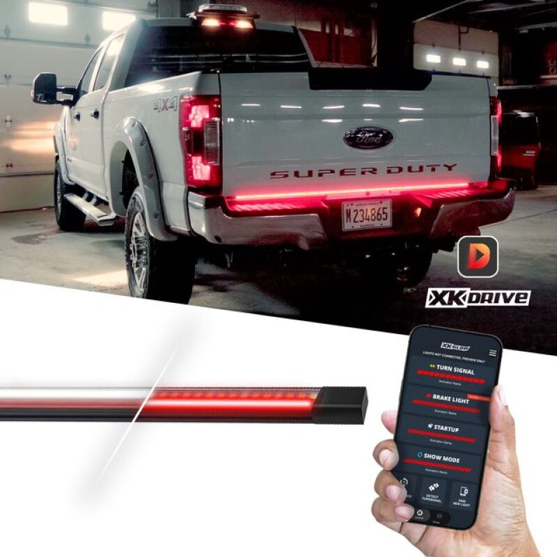 XKGlow App Controlled 60in Truck Tailgate LED Light Bar w/ Seq T signals - DR-TTL60