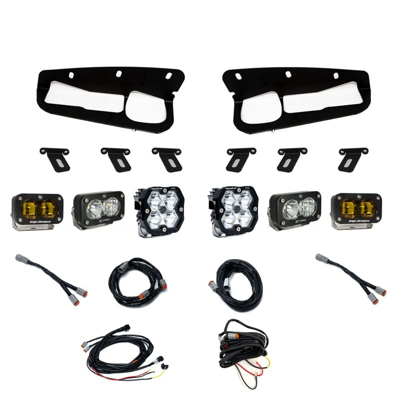 Baja Designs 21-25 Ford Bronco Squadron 2.0 Pro (Spot) & S2 Pro D/C Clr / S2 SAE Ambr FPK Steel Bmpr - 440084
