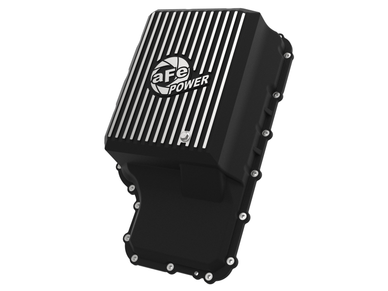 aFe 20-21 Ford Truck w/ 10R140 Transmission Pan Black POWER Street Series w/ Machined Fins - 46-71220B