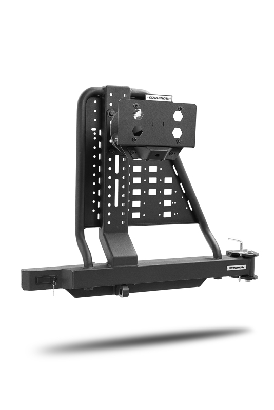 Go Rhino Swing-A-Way Hitch Mounted Tire Carrier (Lic. Plate Lights Not Included) - Textured Black - HC200T
