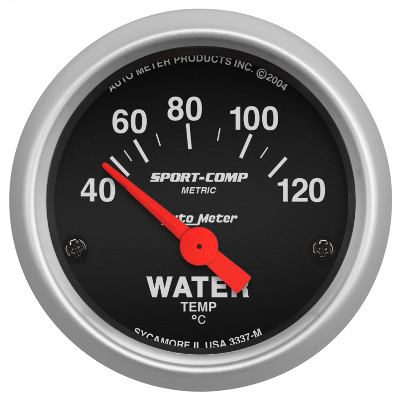 Autometer Sport-Comp 52mm 40-120 Degree Short Sweep Electronic Water Temperature Gauge - 3337-M