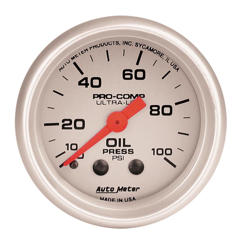 Autometer Ultra-Lite 52mm 0-100 PSI Mechanical Oil Pressure Gauge - 4321