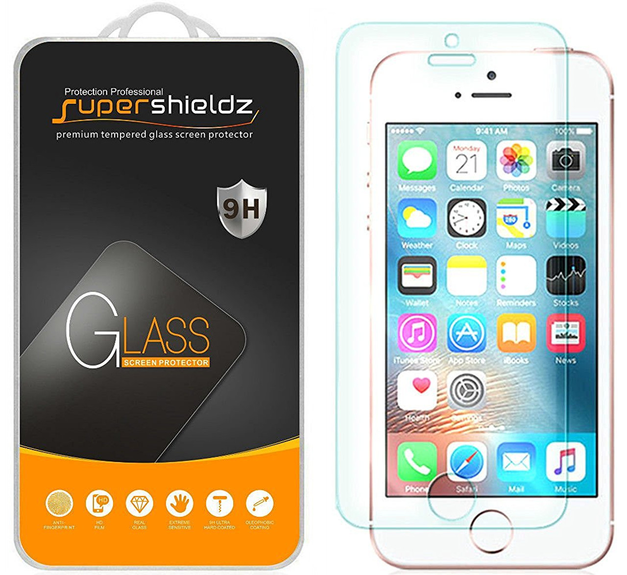 2-Pack] Supershieldz for iPhone SE (1st Gen, 2016 Edition) / 5S / 5C / 5  Tempered Glass Screen Protector, Anti-Scratch, Anti-Fingerprint, Bubble  Free - Supershieldz