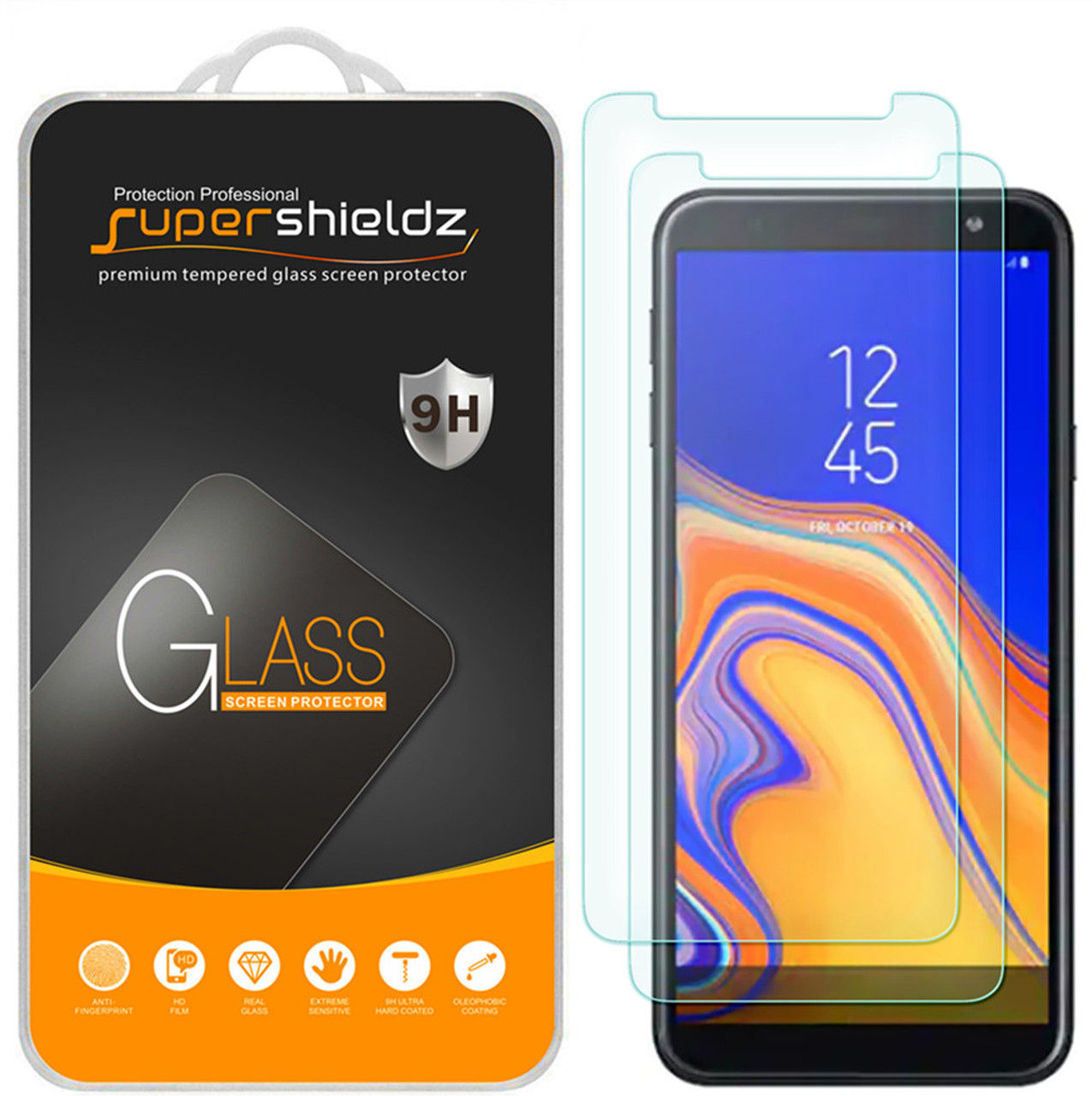 for Samsung Galaxy J6 Prime Tempered Glass Screen Protector, Anti-Scratch, Anti-Fingerprint, Free - Supershieldz