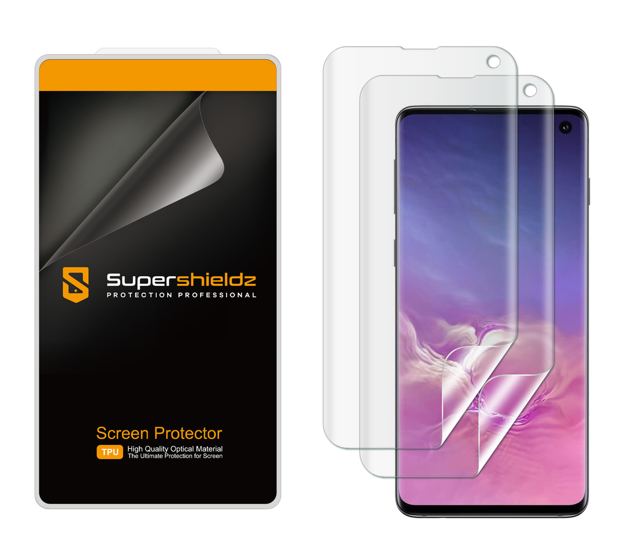 [2-Pack] Supershieldz for Samsung Galaxy S10 [Full Screen Coverage]  Anti-Bubble High Definition (HD) Clear Shield