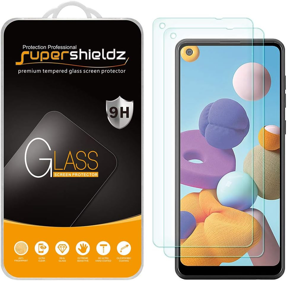 2-Pack] Supershieldz for Samsung Galaxy A21 Tempered Glass Screen