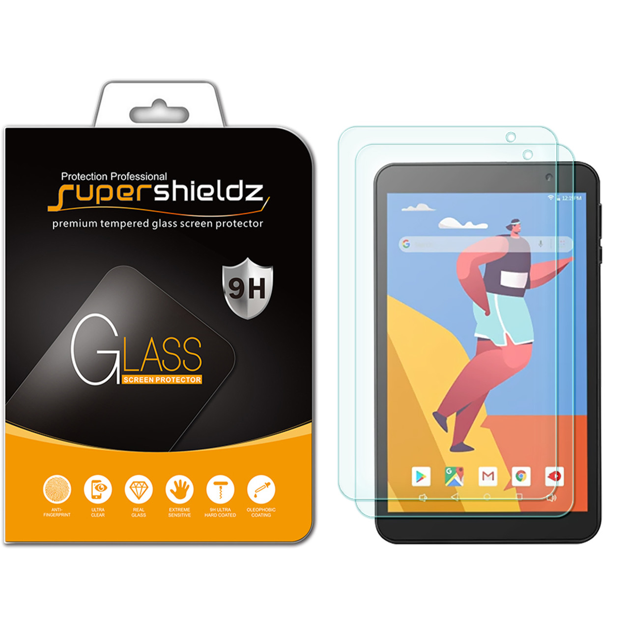 [2-Pack] Supershieldz for Dragon Touch NotePad Y80/ Y80 Kids Tablet (8  inch) Tempered Glass Screen Protector, Anti-Scratch, Anti-Fingerprint,  Bubble