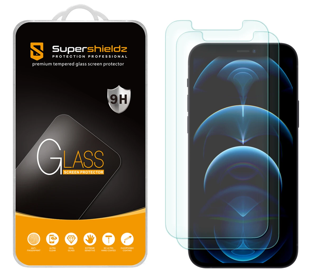 2-Pack] Supershieldz for Apple iPhone 12 / iPhone 12 Pro (6.1 inch 