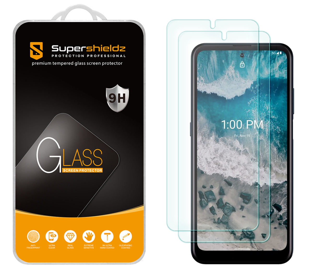 Pellicola In Vetro Temperato X2 Per Nokia 1, Antiurto E Antigraffio, Durezza 9H, Trasparente