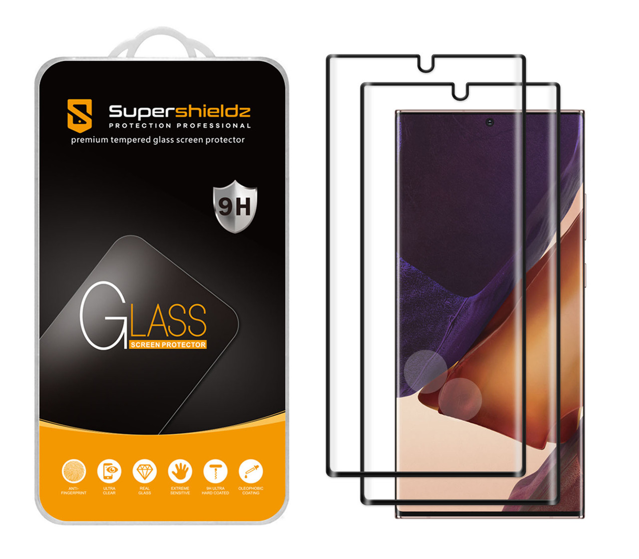 (2 Pack) Supershieldz Designed for Samsung Galaxy (Note 20 Ultra 5G) Tempered Glass Screen Protector, Anti Scratch, Bubble Free (Black)
