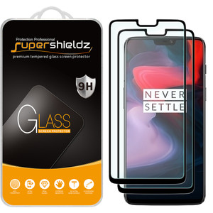 [2-Pack] Supershieldz for OnePlus 6 [Full Screen Coverage] Tempered Glass Screen Protector, Anti-Scratch, Bubble Free (Black)
