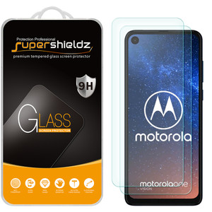 [2-Pack] Supershieldz for Motorola One Vision Tempered Glass Screen Protector, Anti-Scratch, Anti-Fingerprint, Bubble Free