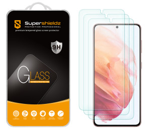 [3-Pack] Supershieldz for Samsung Galaxy S21 5G Tempered Glass Screen Protector, Anti-Scratch, Anti-Fingerprint, Bubble Free