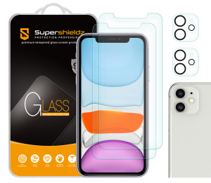 [2-Pack] Supershieldz for Apple iPhone 11 (6.1 inch) + Camera Lens Tempered Glass Screen Protector, Anti-Scratch, Anti-Fingerprint, Bubble Free