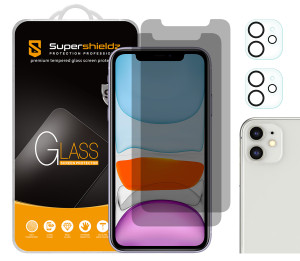 (2 Pack) Supershieldz Designed for Apple iPhone 11 (6.1 inch) + Camera Lens Privacy Anti Spy Tempered Glass Screen Protector, Anti Scratch, Bubble Free (2 Pack) Supershieldz Designed for Apple iPhone 11 (6.1 inch) + Camera Lens Privacy Anti Spy Tempered Glass Screen Protector, Anti Scratch, Bubble Free