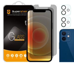 (2 Pack) Supershieldz Designed for Apple iPhone 12 (6.1 inch) + Camera Lens Privacy Anti Spy Tempered Glass Screen Protector, Anti Scratch, Bubble Free (2 Pack) Supershieldz Designed for Apple iPhone 12 (6.1 inch) + Camera Lens Privacy Anti Spy Tempered Glass Screen Protector, Anti Scratch, Bubble Free