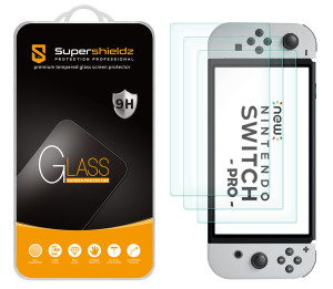 [3-Pack] Supershieldz for Nintendo Switch OLED 2021 Tempered Glass Screen Protector, Anti-Scratch, Anti-Fingerprint, Bubble Free