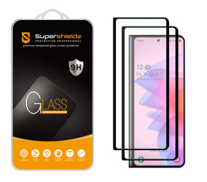 (2 Pack) Supershieldz Designed for Samsung Galaxy Z Fold 4 5G (Front Screen Only) Tempered Glass Screen Protector, Anti Scratch, Bubble Free (Black)