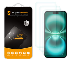 (3 Pack) Supershieldz Designed for iPhone 16 / iPhone 15 (6.1 inch) Tempered Glass Screen Protector, Anti Scratch, Bubble Free (3 Pack) Supershieldz Designed for iPhone 16 / iPhone 15 (6.1 inch) Tempered Glass Screen Protector, Anti Scratch, Bubble Free
