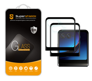 (2 Pack) Supershieldz Designed for Motorola Razr+ / Plus (2023) (Front Screen Only) Tempered Glass Screen Protector, 3D Curved Glass, Anti Scratch, Bubble Free (Black) (2 Pack) Supershieldz Designed for Motorola Razr+ / Plus (2023) (Front Screen Only) Tempered Glass Screen Protector, 3D Curved Glass, Anti Scratch, Bubble Free (Black)