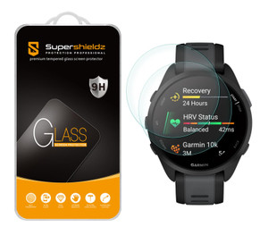 (2 Pack) Supershieldz Designed for Garmin Forerunner 165 Music/ Forerunner 165 Tempered Glass Screen Protector, Anti Scratch, Bubble Free (2 Pack) Supershieldz Designed for Garmin Forerunner 165 Music/ Forerunner 165 Tempered Glass Screen Protector, Anti Scratch, Bubble Free