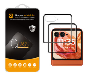 (2 Pack) Supershieldz Designed for Motorola Razr 2024 / 2025 (Front screen) Tempered Glass Screen Protector, 3D Curved Glass, Anti Scratch, Bubble Free (Black) (2 Pack) Supershieldz Designed for Motorola Razr 2024 / 2025 (Front screen) Tempered Glass Screen Protector, 3D Curved Glass, Anti Scratch, Bubble Free (Black)