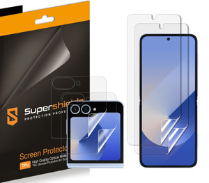 (2 Pack) Supershieldz Designed for Samsung Galaxy Z Flip 6/ Z Flip 7 FE (FE Model Only) (2 Main Screen and 2 Front Screen) Screen Protector, High Definition Clear Shield (TPU) (2 Pack) Supershieldz Designed for Samsung Galaxy Z Flip 6/ Z Flip 7 FE (FE Model Only) (2 Main Screen and 2 Front Screen) Screen Protector, High Definition Clear Shield (TPU)