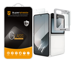 (2 Pack) Supershieldz Designed for Samsung Galaxy Z Flip 6 / Galaxy Z Flip 7 FE Screen Protector (2 Tempered Glass Front Screen and 2 TPU Main Screen) Anti Scratch, Bubble Free