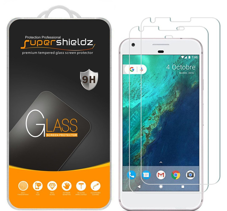 [2-Pack] Supershieldz for Google Pixel XL Tempered Glass Screen Protector, Anti-Scratch, Anti-Fingerprint, Bubble Free