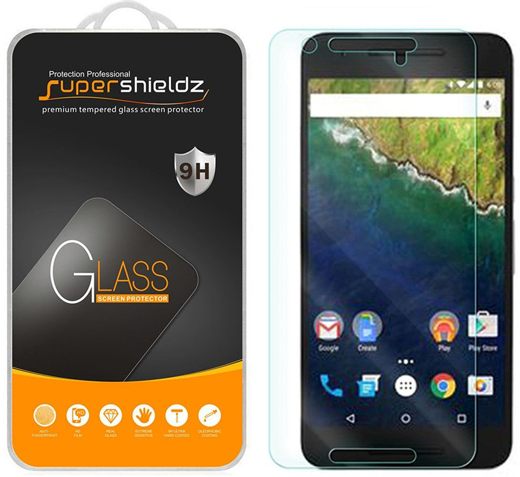 [2-Pack] Supershieldz for Huawei (Google) Nexus 6P Tempered Glass Screen Protector, Anti-Scratch, Anti-Fingerprint, Bubble Free