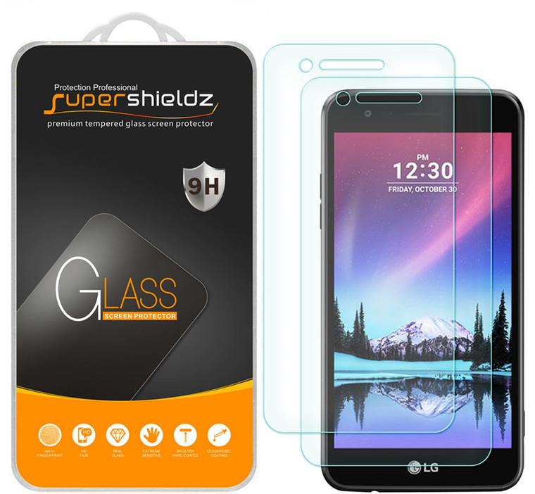 [2-Pack] Supershieldz for LG K4 (2017) Tempered Glass Screen Protector, Anti-Scratch, Anti-Fingerprint, Bubble Free