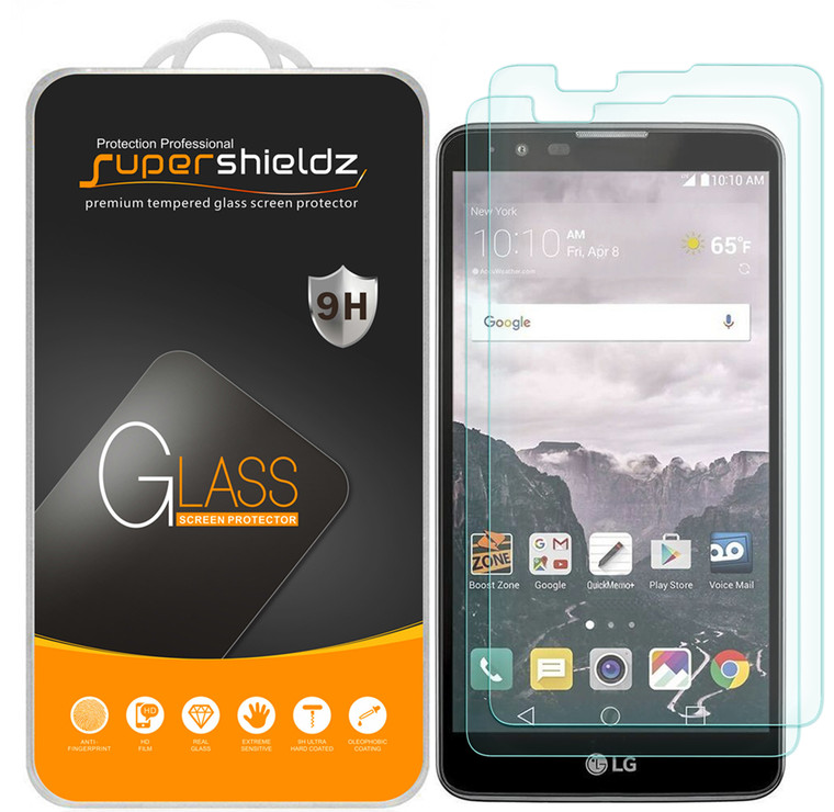 [2-Pack] Supershieldz for LG Stylo 2 V Tempered Glass Screen Protector, Anti-Scratch, Anti-Fingerprint, Bubble Free