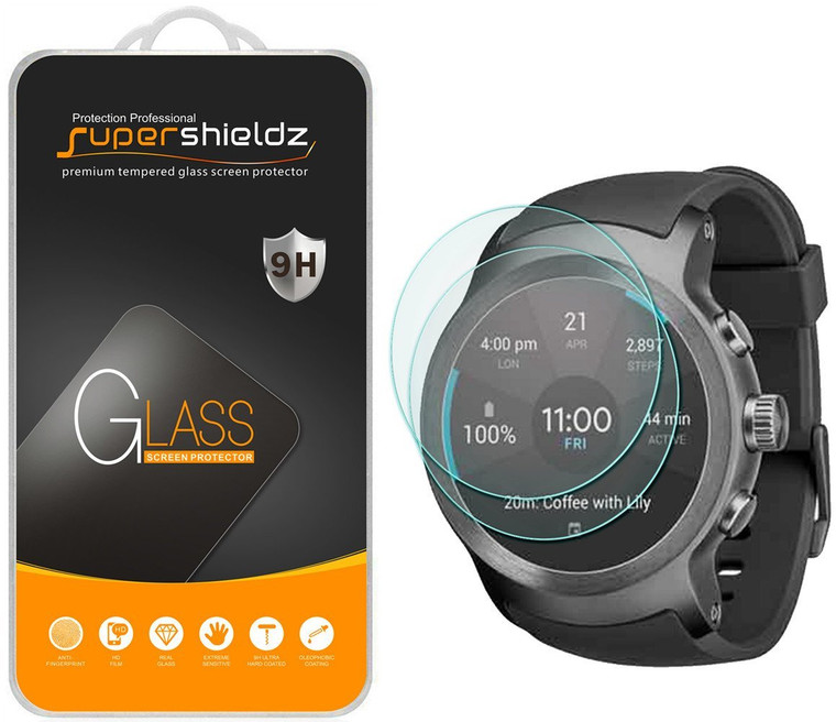 [2-Pack] Supershieldz for LG Watch Sport Tempered Glass Screen Protector, Anti-Scratch, Anti-Fingerprint, Bubble Free