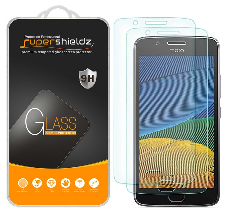 [2-Pack] Supershieldz for Motorola Moto G5 Tempered Glass Screen Protector, Anti-Scratch, Anti-Fingerprint, Bubble Free