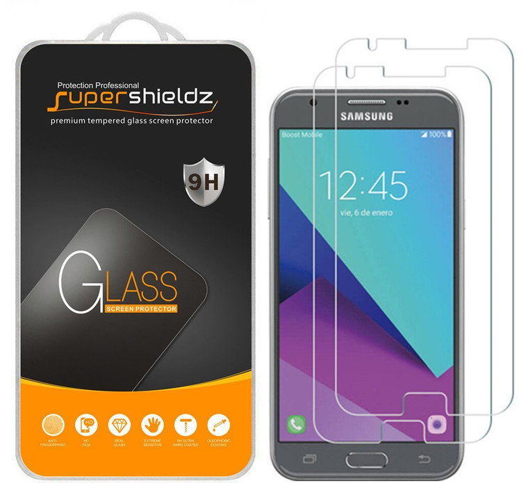 [2-Pack] Supershieldz for Samsung Galaxy J3 Emerge / J3 Prime Tempered Glass Screen Protector, Anti-Scratch, Anti-Fingerprint, Bubble Free