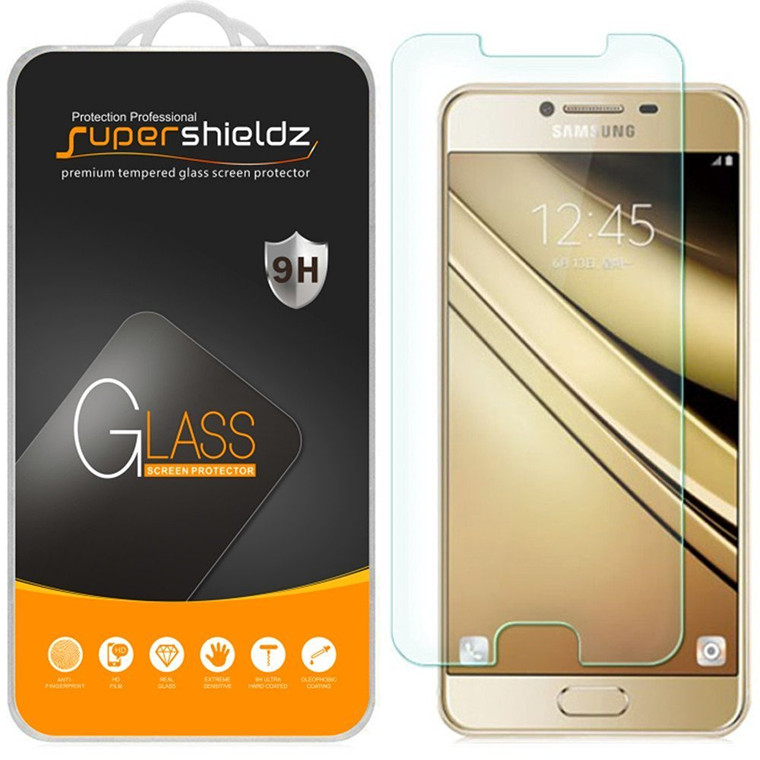 [2-Pack] Supershieldz for Samsung Galaxy C7 Tempered Glass Screen Protector, Anti-Scratch, Anti-Fingerprint, Bubble Free