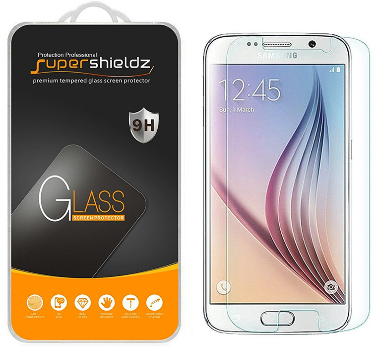 [2-Pack] Supershieldz for Samsung Galaxy S6 Tempered Glass Screen Protector, Anti-Scratch, Anti-Fingerprint, Bubble Free