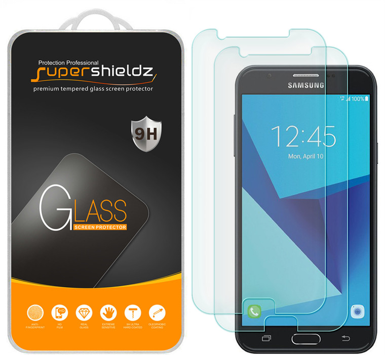 [2-Pack] Supershieldz for Samsung Galaxy J7 V Tempered Glass Screen Protector, Anti-Scratch, Anti-Fingerprint, Bubble Free