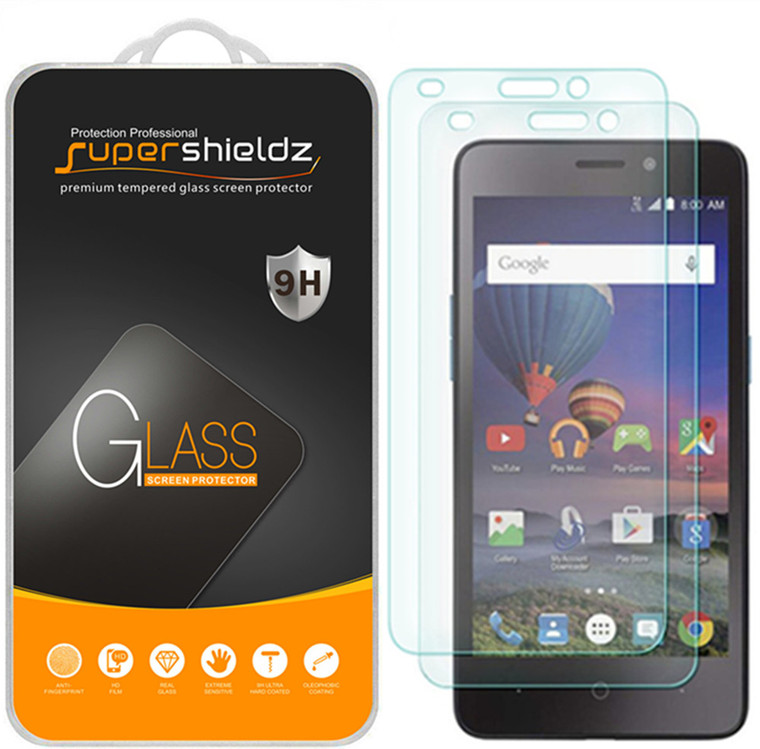 [2-Pack] Supershieldz for ZTE Avid 828 Tempered Glass Screen Protector, Anti-Scratch, Anti-Fingerprint, Bubble Free