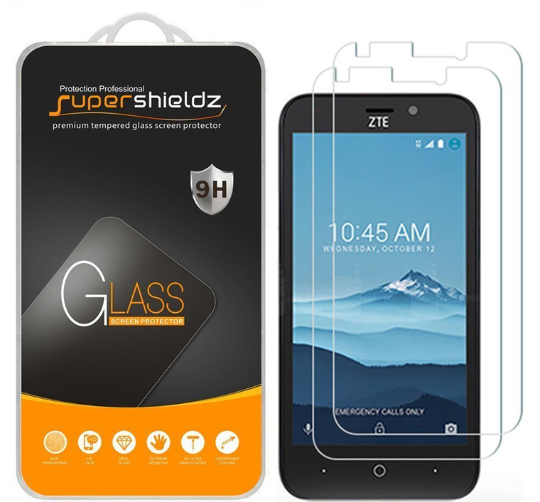 [2-Pack] Supershieldz for ZTE ZFive 2 4G LTE Tempered Glass Screen Protector, Anti-Scratch, Anti-Fingerprint, Bubble Free