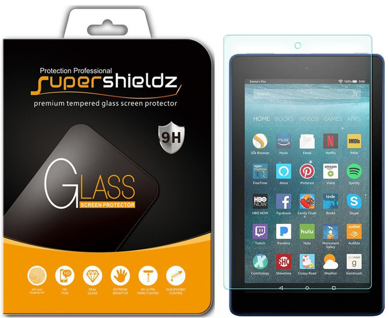[2-Pack] Supershieldz for Amazon All-New Fire HD 8 Kids Edition Tablet 8"(8th/7th Generation - 2018/2017 Release) Tempered Glass Screen Protector, Anti-Scratch, Anti-Fingerprint, Bubble Free