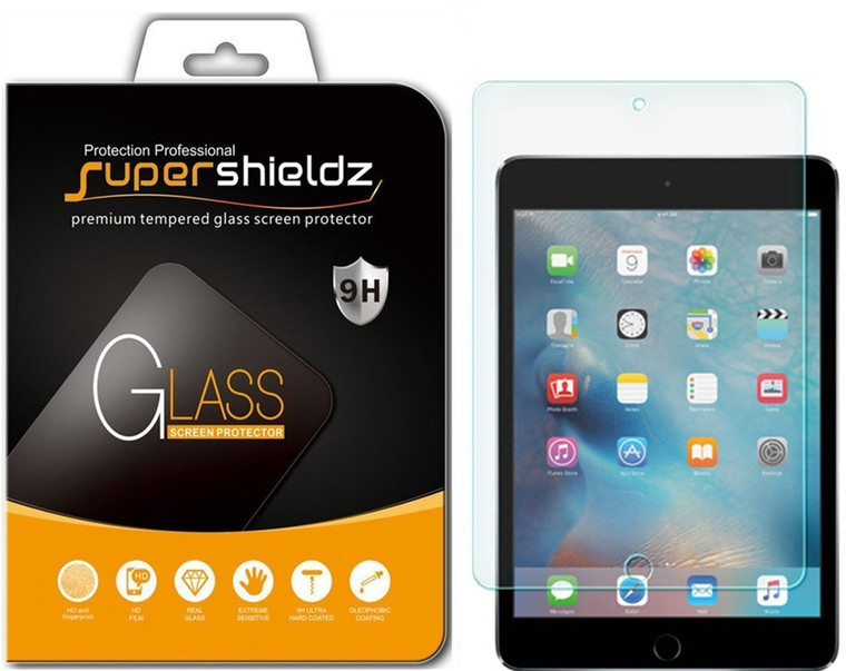 [2-Pack] Supershieldz for Apple iPad Mini 4 Tempered Glass Screen Protector, Anti-Scratch, Anti-Fingerprint, Bubble Free