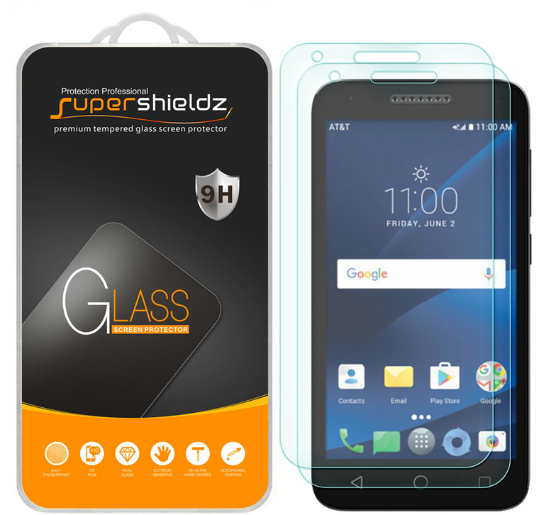 [2-Pack] Supershieldz for Alcatel IdealXCITE Tempered Glass Screen Protector, Anti-Scratch, Anti-Fingerprint, Bubble Free