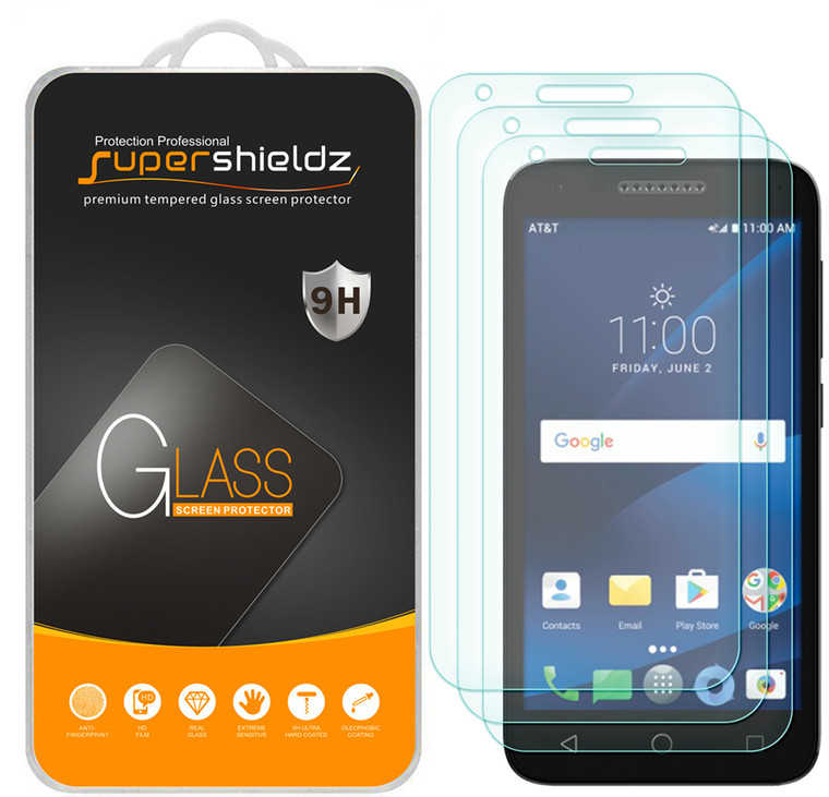 [3-Pack] Supershieldz for Alcatel IdealXCITE Tempered Glass Screen Protector, Anti-Scratch, Anti-Fingerprint, Bubble Free