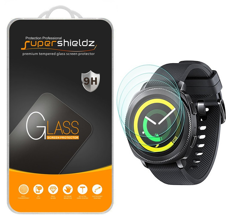 [3-Pack] Supershieldz for Samsung Gear Sport Tempered Glass Screen Protector, Anti-Scratch, Anti-Fingerprint, Bubble Free