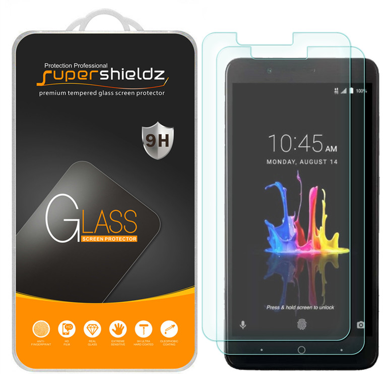 [2-Pack] Supershieldz for ZTE "Zmax Pro 2 "Tempered Glass Screen Protector, Anti-Scratch, Anti-Fingerprint, Bubble Free