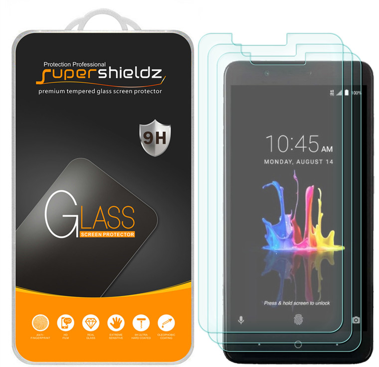 [3-Pack] Supershieldz for ZTE "Zmax Pro 2 " Tempered Glass Screen Protector, Anti-Scratch, Anti-Fingerprint, Bubble Free