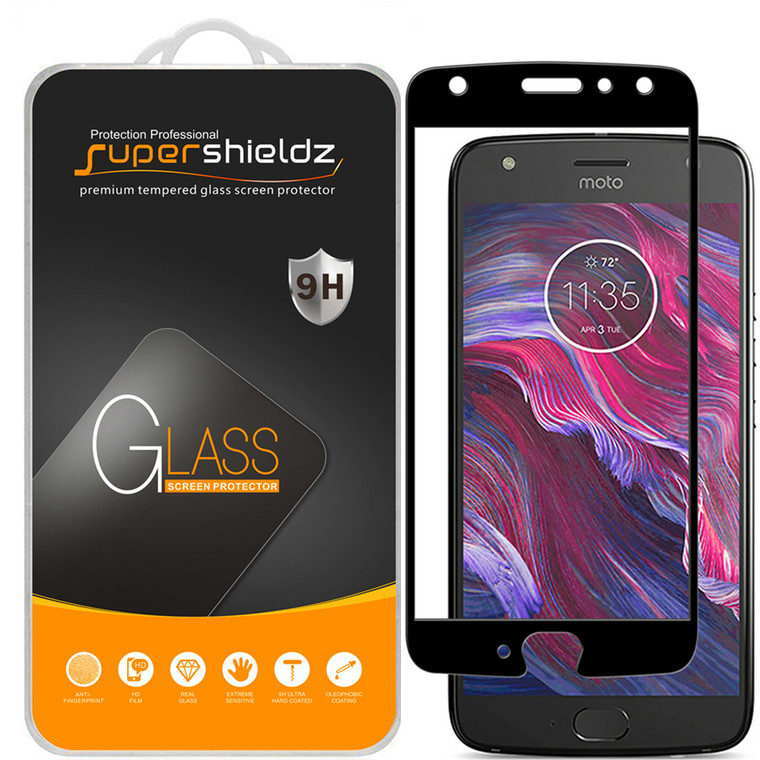 [2-Pack] Supershieldz for Motorola Moto X4 / Moto X (4th Generation) [Full Screen Coverage] Tempered Glass Screen Protector, Anti-Scratch, Bubble Free (Black)